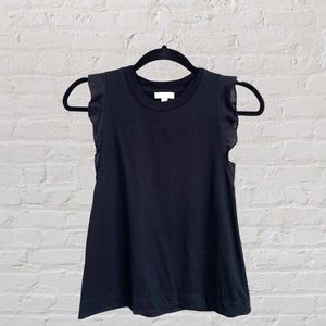 Wilfred Aritzia Ruffle Sleeve Black 100% Cotton Tank Top